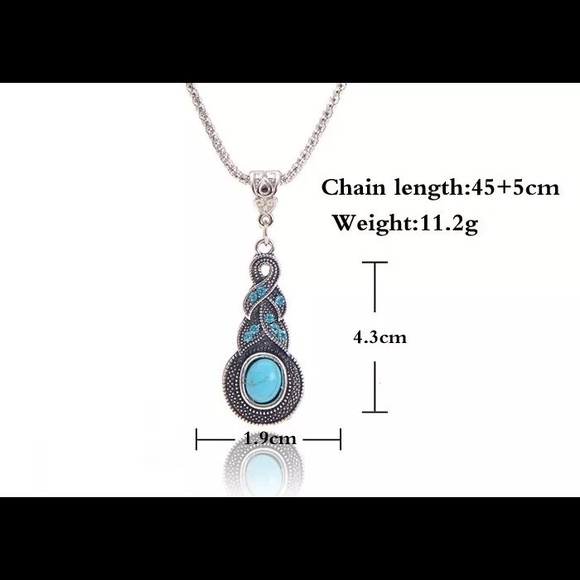 ‼️3/$30 Boho Turquoise Blue CZ Silver Necklace - Picture 4 of 5